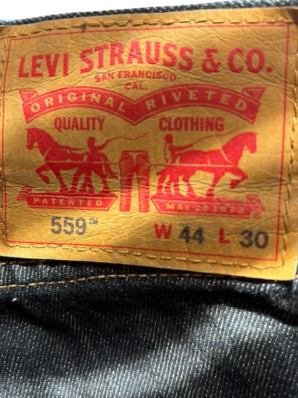 Levi's 559 Classic Straight Dark Indigo Denim Blue Jeans Size 44x30